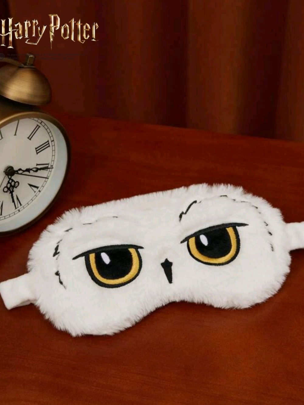 Warner Bros. Hedwig Harry Potter Owl Eye Plush Sleep Mask with Yellow Accents